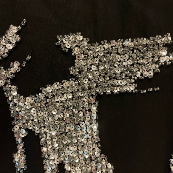 Vintage Oleg Cassini black and silver beaded sequin evening top 80s 90s size S - Picture 3 of 9